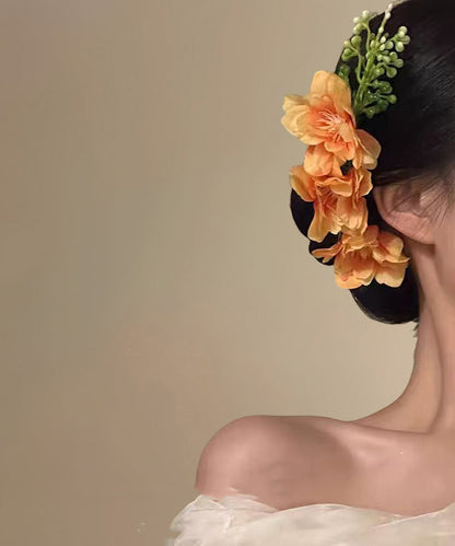 Pink Floral Alloy Hairpin Fashion Fabric