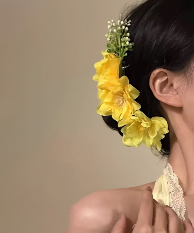 Pink Floral Alloy Hairpin Fashion Fabric