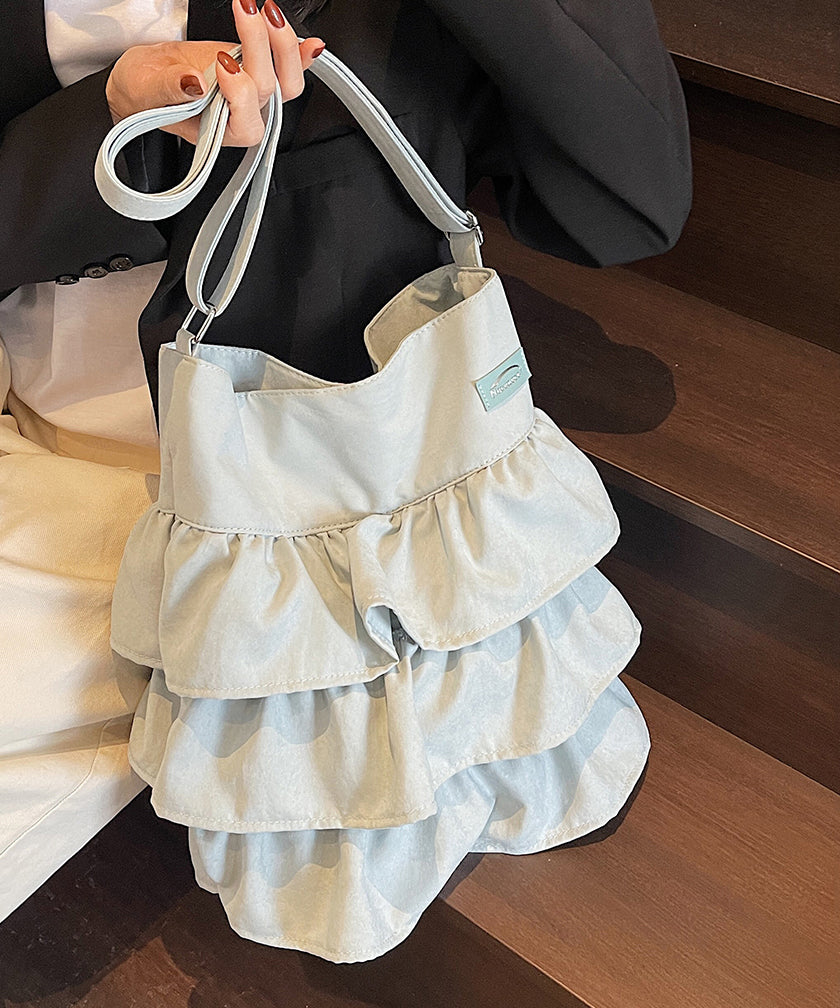 Shoulder Fashion Patchwork Pink Canvas Bags Ruffled