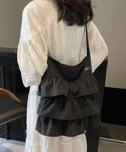 Shoulder Fashion Patchwork Pink Canvas Bags Ruffled