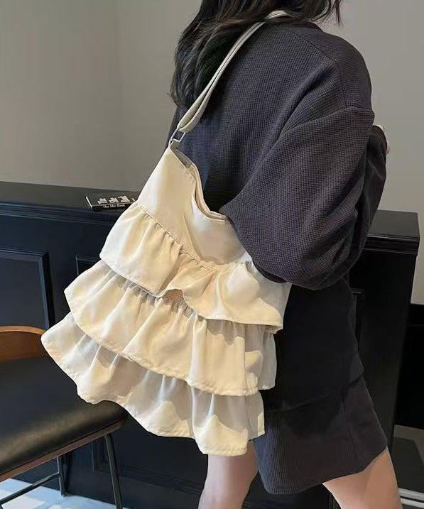 Shoulder Fashion Patchwork Pink Canvas Bags Ruffled