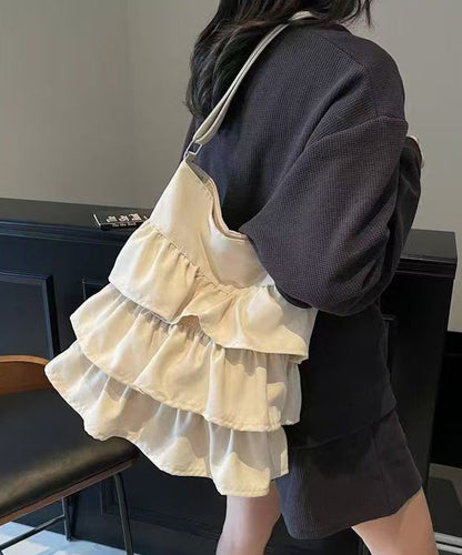 Shoulder Fashion Patchwork Pink Canvas Bags Ruffled