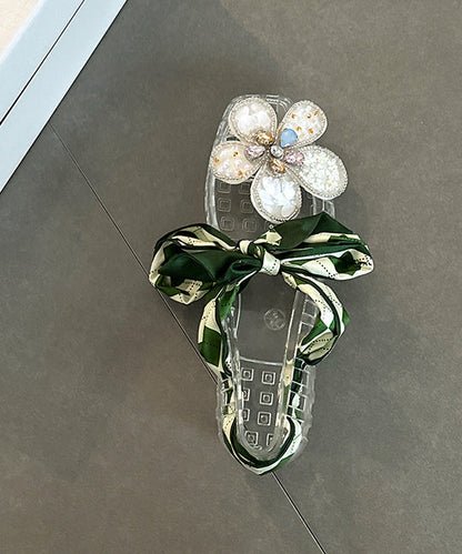 Red Flower Flats Square Out Shoes Fashion Toe Hollow