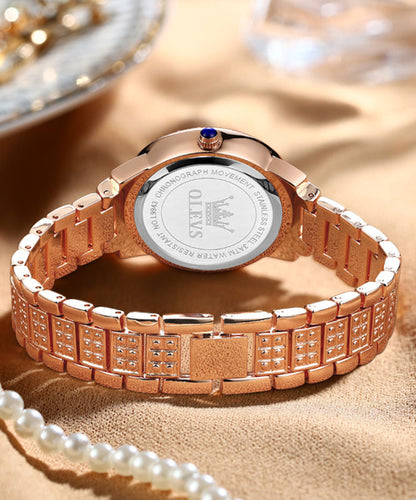 Stainless Steel Movement Quartz Zircon Rose Gold Fashion