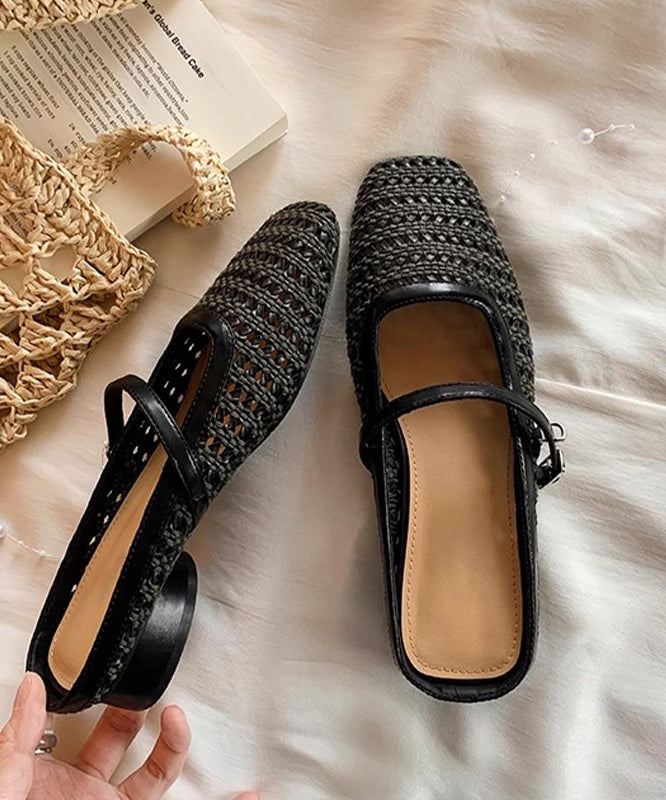 Fashion Faux Chunky Yellow Splicing Leather Slide Out Hollow