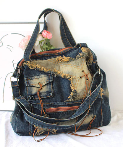 Fashion Tassel Large Capacity Denim Satchel Bag Handbag SX1015