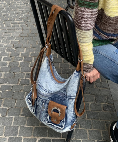 Fashion Versatile Blue Large Capacity Denim Satchel Bag Handbag HJ1032