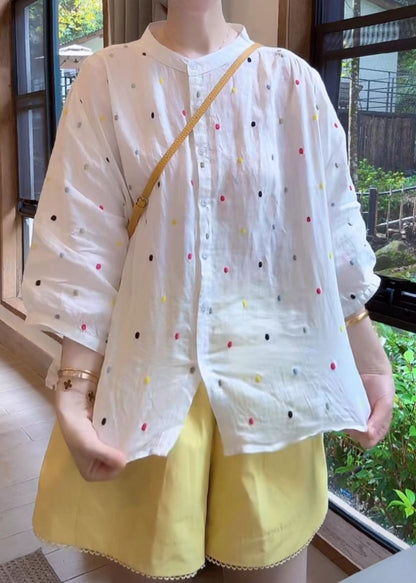 Shirt Sleeve Cotton Fashion Collar Bracelet Stand White Print