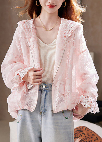 Yellow Sleeve Fashion Lace Hoodie Batwing Up Coat Zip
