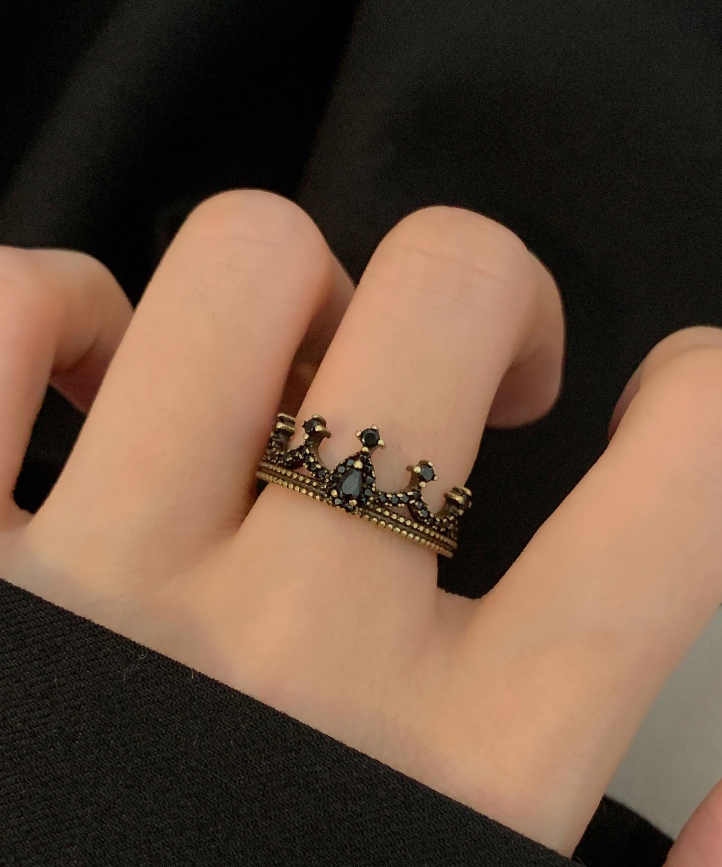 Out Ancient Rings Butterfly Hollow Gold Two Crown Metal Fine