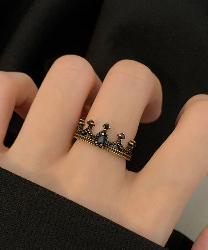 Out Ancient Rings Butterfly Hollow Gold Two Crown Metal Fine