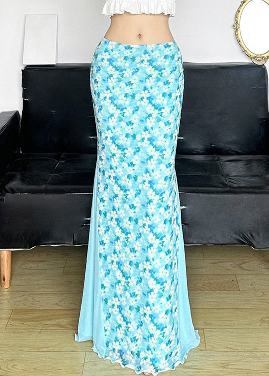 Fine Skirt High Summer Tulle Waist Blue Maxi Patchwork