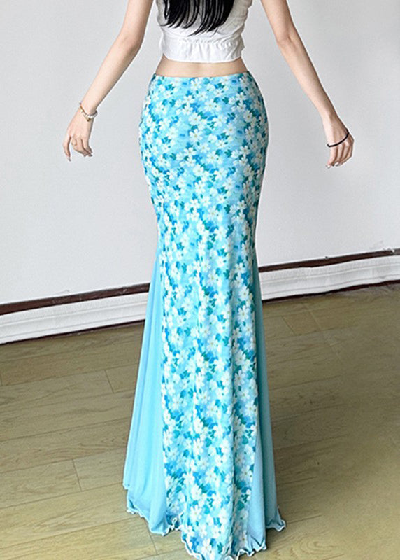 Fine Skirt High Summer Tulle Waist Blue Maxi Patchwork