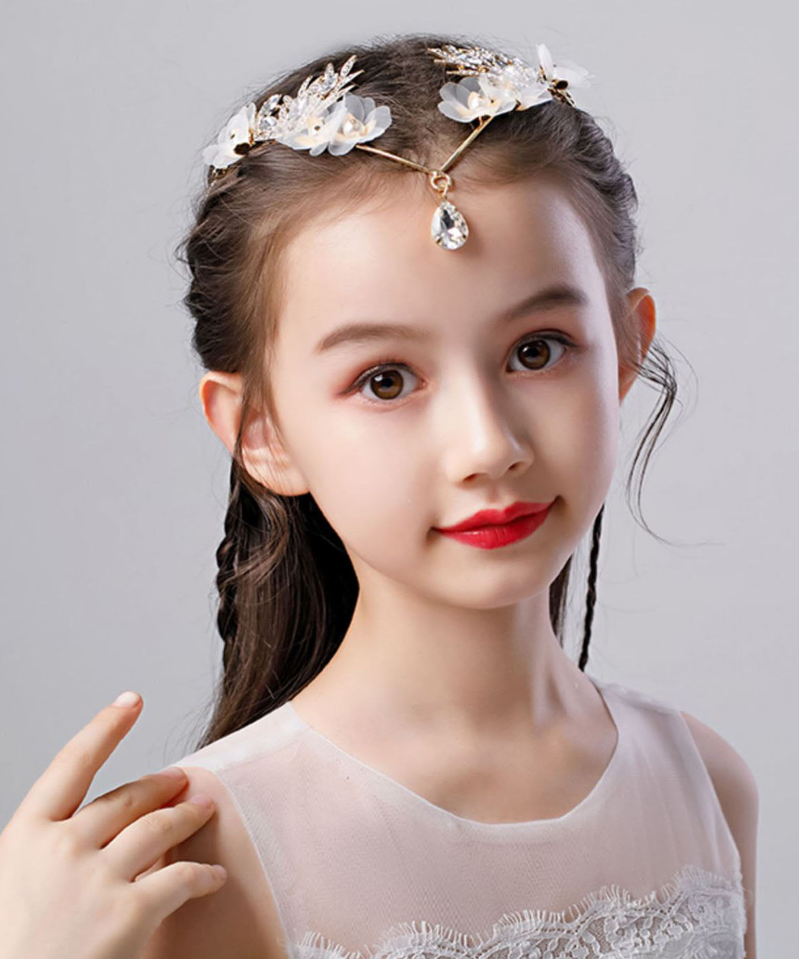 Fine Gold Alloy Inlaid Zircon Crystal Pearl Girl Hairpin IU051