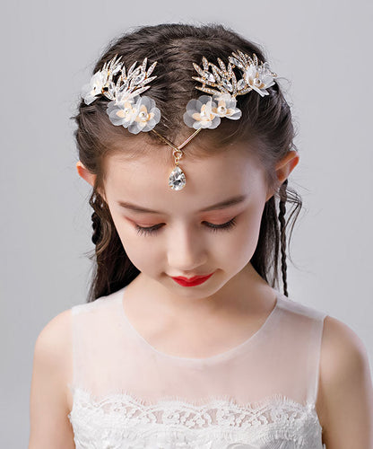 Fine Gold Alloy Inlaid Zircon Crystal Pearl Girl Hairpin IU051