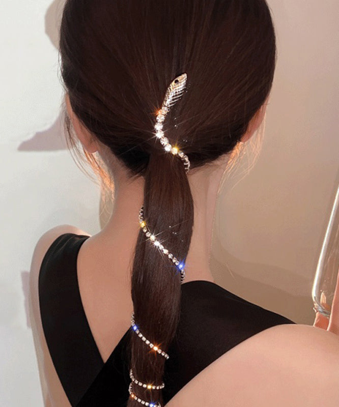 Gold Alloy Tassel Fine Zircon Hairpin Serpentine