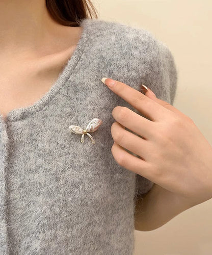 Fine Gold Copper Alloy Asymmetric Bow Brooches YD031