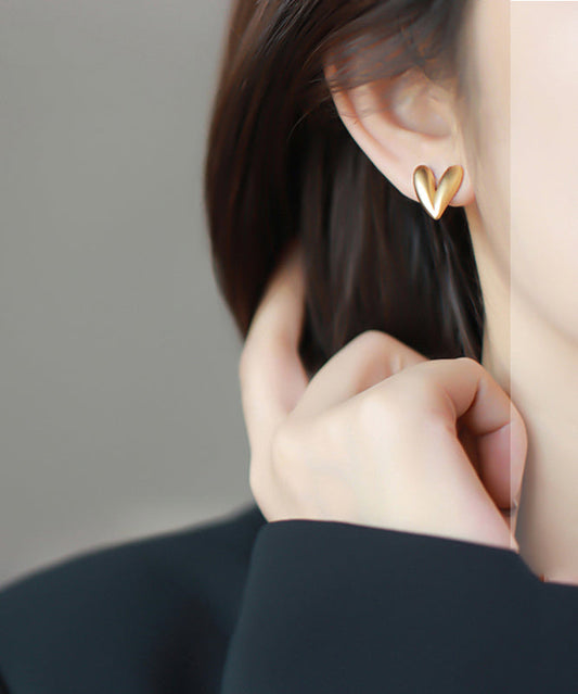 Gold LoveStud Copper Earrings Alloy Fine