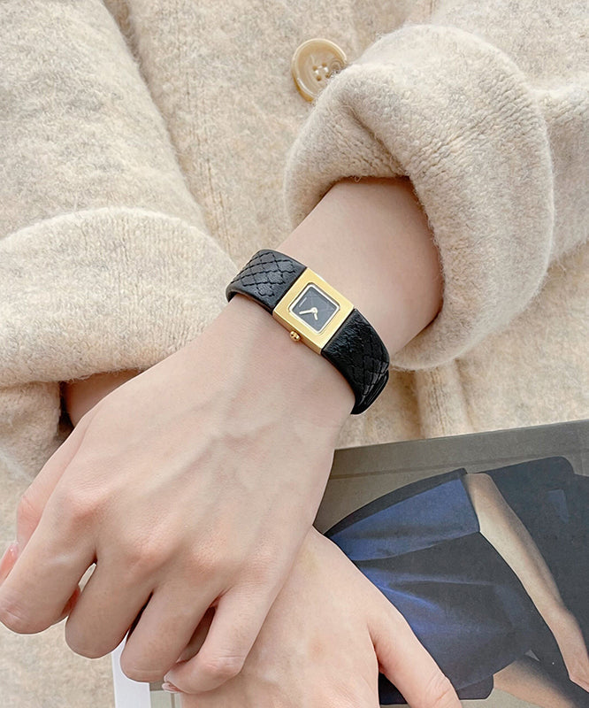 Gold Waterproof Quartz Movement Fine Leather Watches