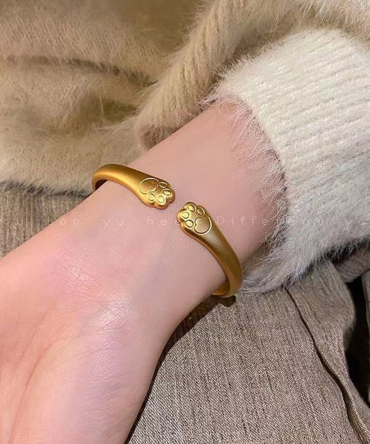 Fine Gold Sterling Silver Overgild Lucky Cat Cuff ZZ030