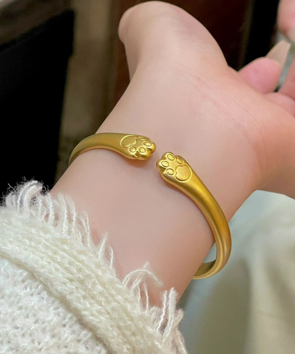 Fine Gold Sterling Silver Overgild Lucky Cat Cuff ZZ030