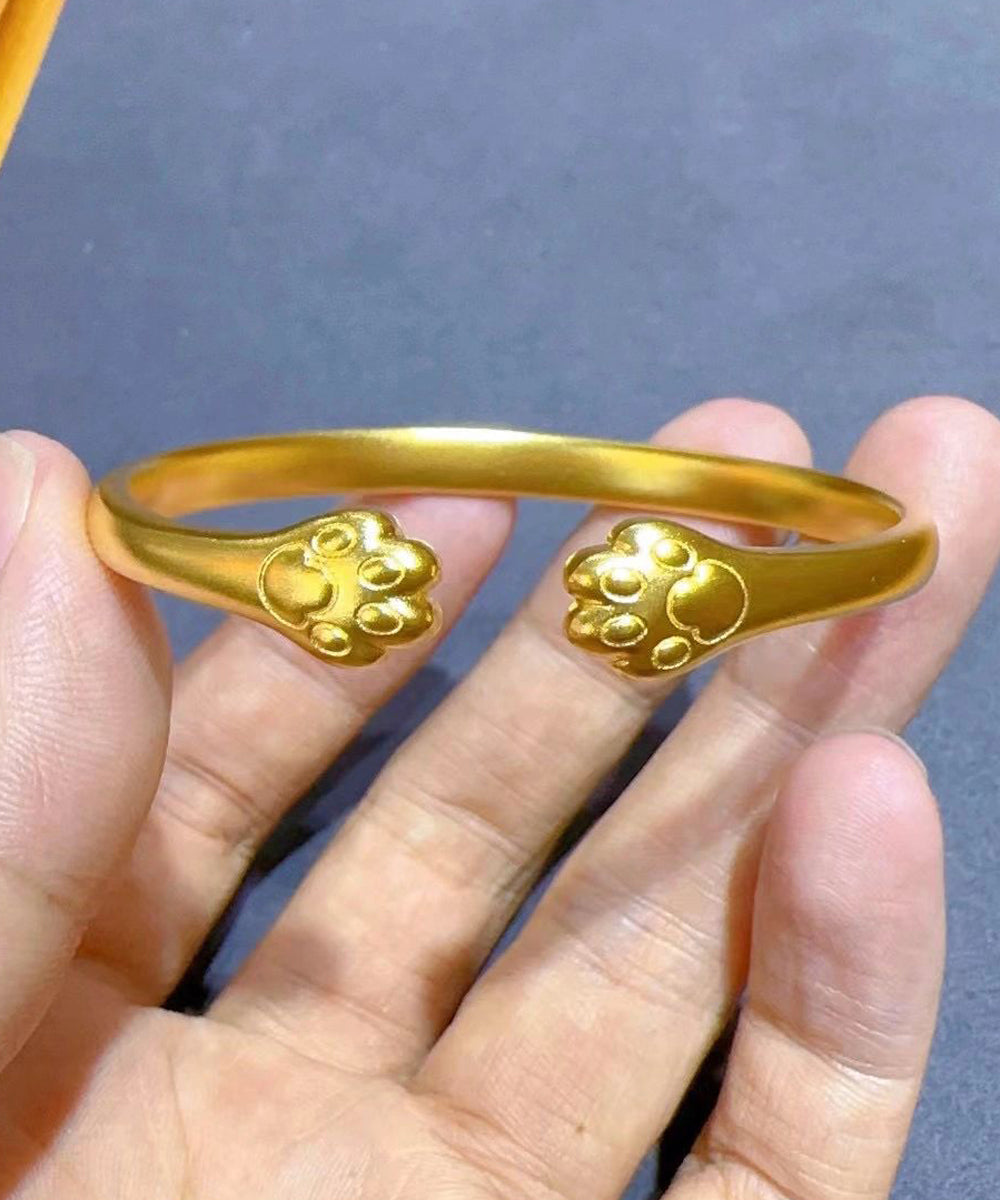 Fine Gold Sterling Silver Overgild Lucky Cat Cuff ZZ030