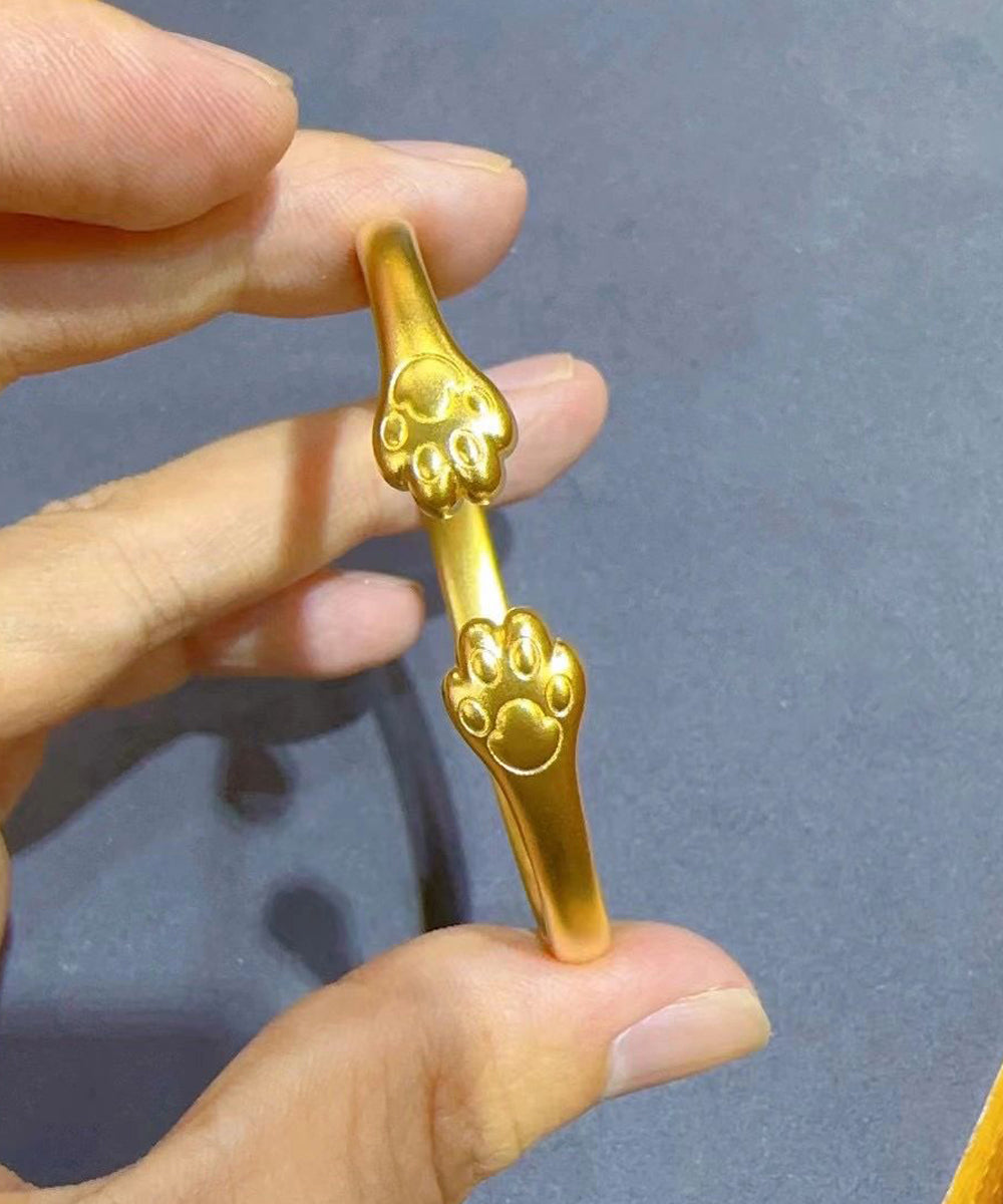Fine Gold Sterling Silver Overgild Lucky Cat Cuff ZZ030