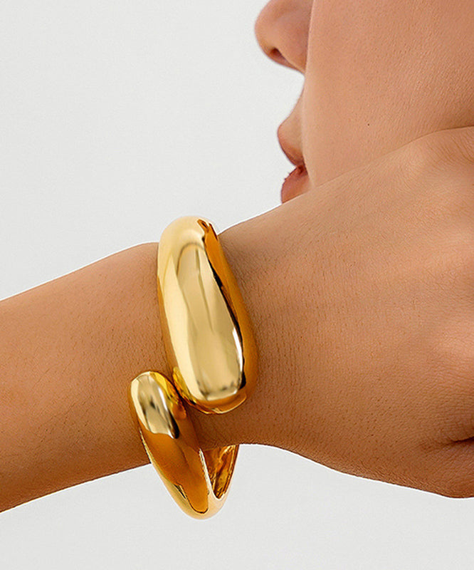 Fine Gold Sterling Silver Overgild Smooth Surface Cuff QU006