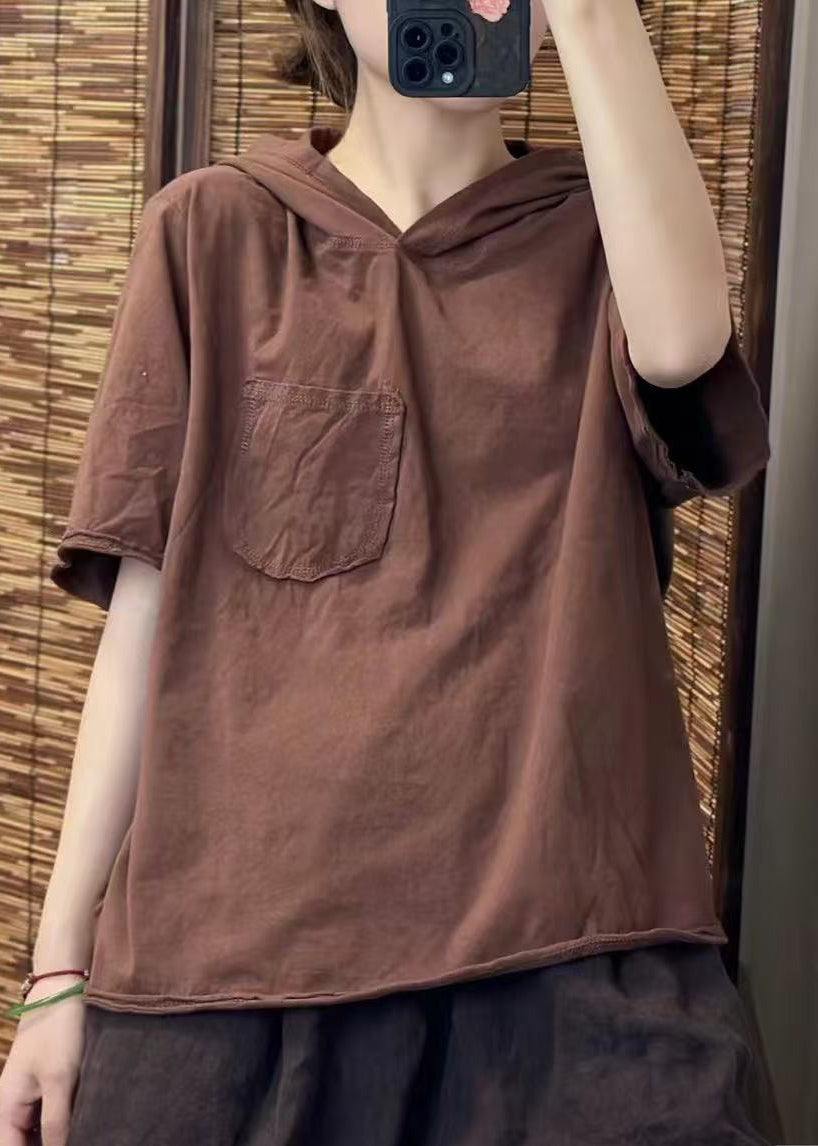Cotton Fine Hooded Summer Tanks Pocket Green