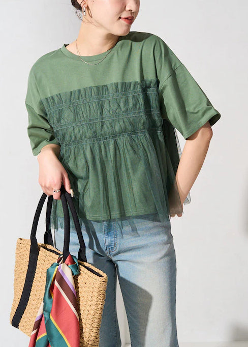 Tanks Fine Patchwork Oversized Summer Green Tulle