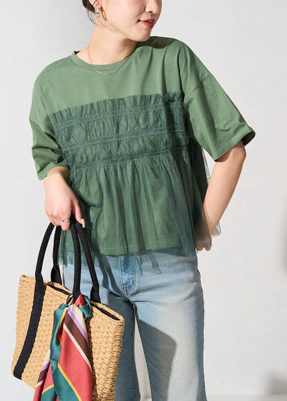 Tanks Fine Patchwork Oversized Summer Green Tulle