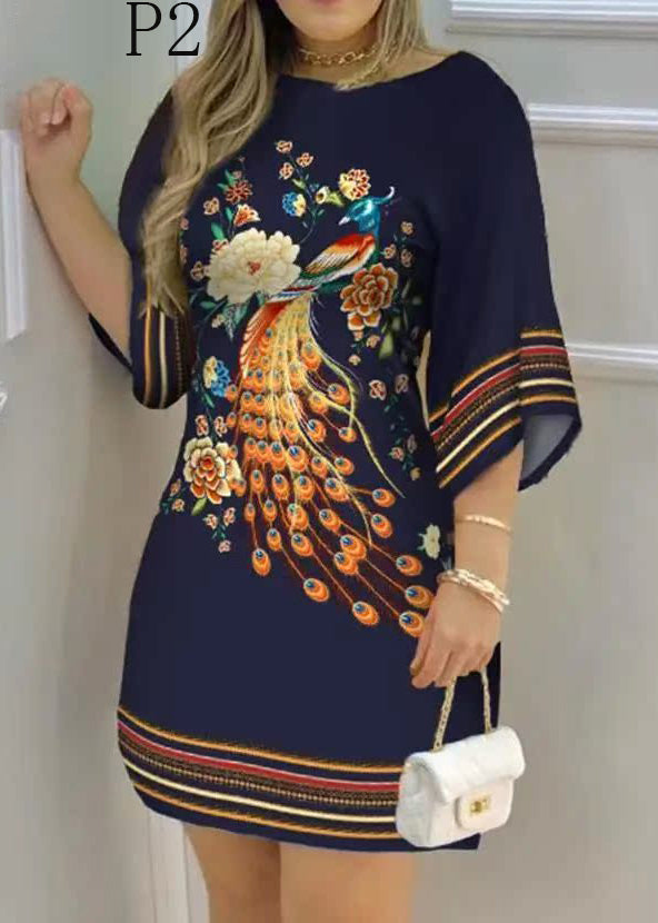 Print Holiday Summer Cotton Dress Fine Oversized