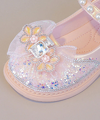 Buckle Shoes Fine Flat Zircon Girls Pearl Pink Strap Crystal