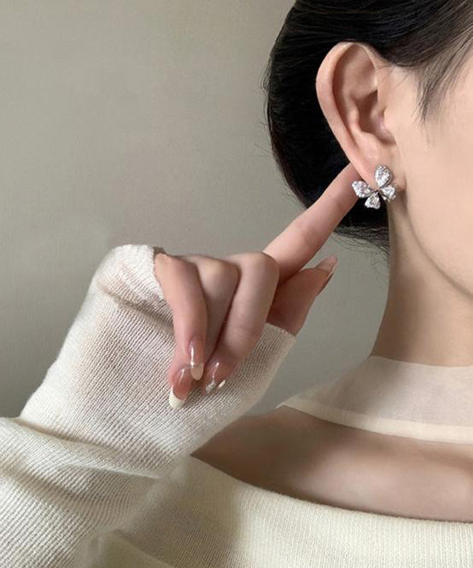 Silk Stud Fine Butterfly Zircon Alloy Copper Earrings