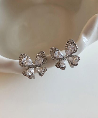 Silk Stud Fine Butterfly Zircon Alloy Copper Earrings
