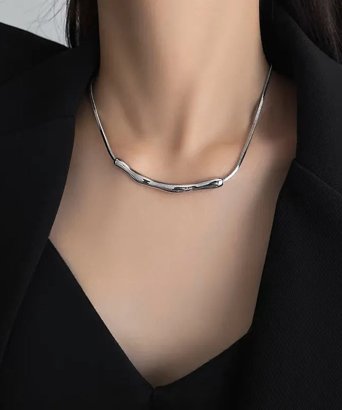 Fine Copper Necklace Asymmetrical Wrinkled Silk