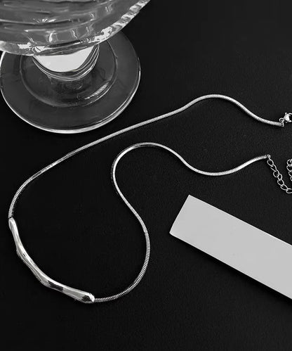 Fine Copper Necklace Asymmetrical Wrinkled Silk