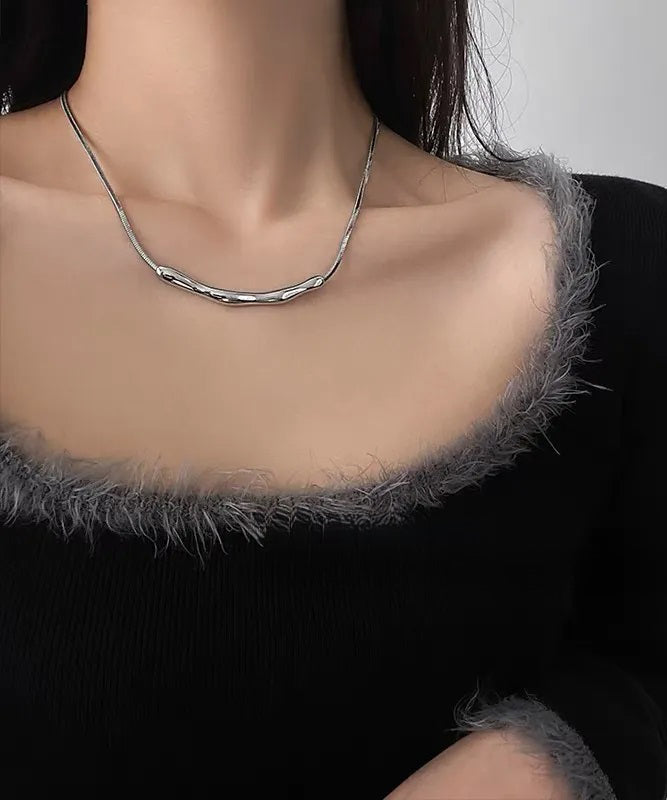 Fine Copper Necklace Asymmetrical Wrinkled Silk