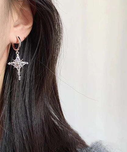 Overgild Drop Snowflake Earrings Silk Fine Copper Zircon