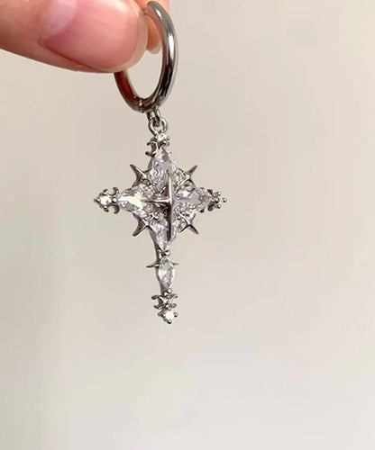 Overgild Drop Snowflake Earrings Silk Fine Copper Zircon