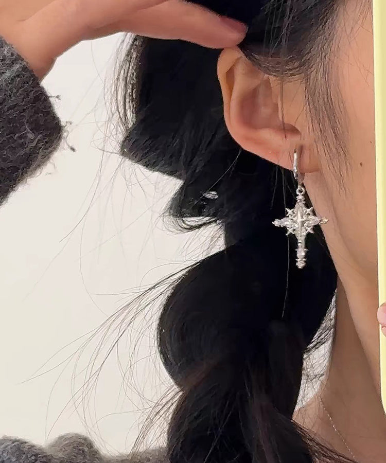 Overgild Drop Snowflake Earrings Silk Fine Copper Zircon