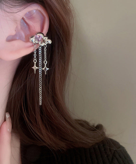 Copper Fine Drop Earrings Zircon Silk Water Tassel