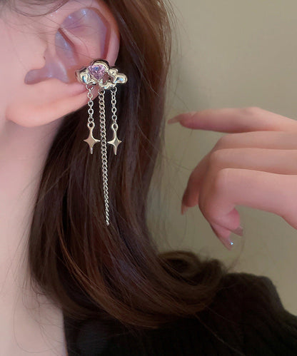 Copper Fine Drop Earrings Zircon Silk Water Tassel