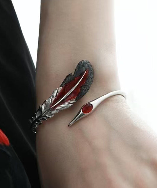 Fine Sterling Silk Silver Cuff Feather