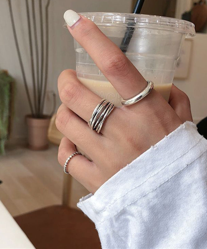 Fine Rings Three-Piece Set Silk Silver Sterling Open