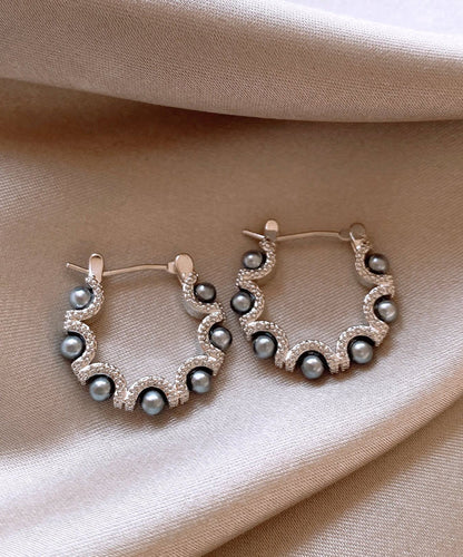 Fine Silk Sterling Silver Pearl Hoop Earrings RB025