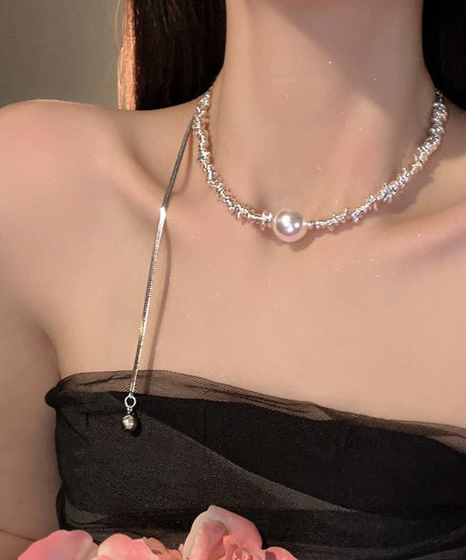 Pull Pearl Silver Sterling Patchwork Silk Fine Broken