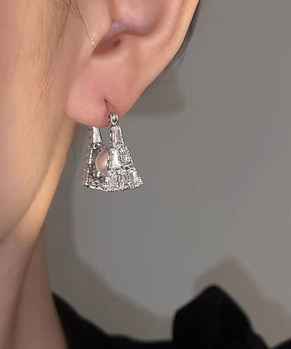 Handbag Hoop Silver Fine Sterling Pearl Silk Earrings Zircon