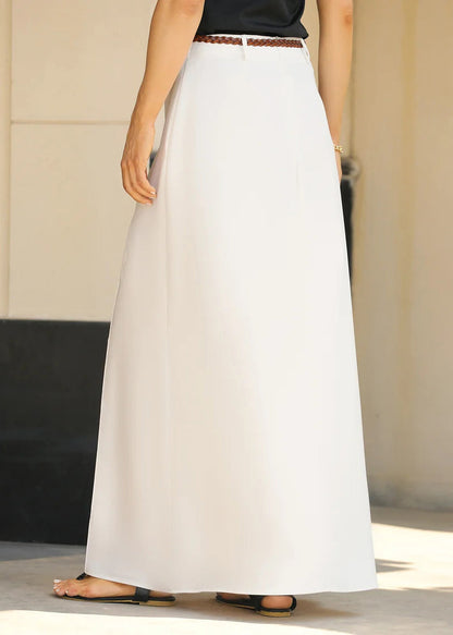 Skirts Fine Pockets Waist Summer High White Maxi