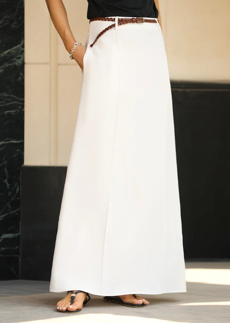 Skirts Fine Pockets Waist Summer High White Maxi